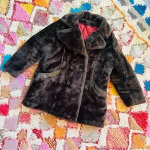 Vintage Mid Century Faux Fur Cocktail Party Pea Coat